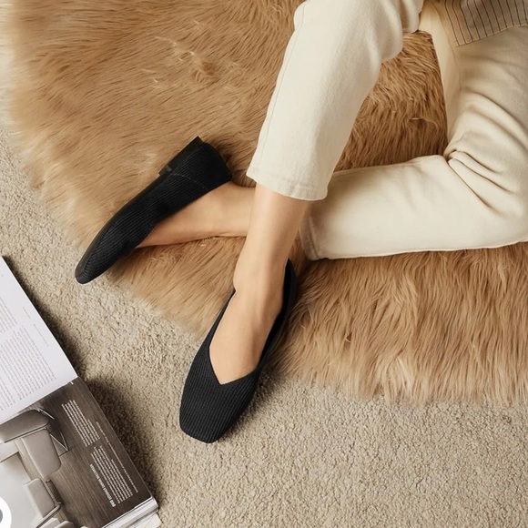 Arromic Black Flats Shoes for Women, Square Toe Ballet Flats Shoes 11 Wide - Picture 6 of 9